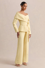 Empress | Lemon Bardot-Neck Tailored Top